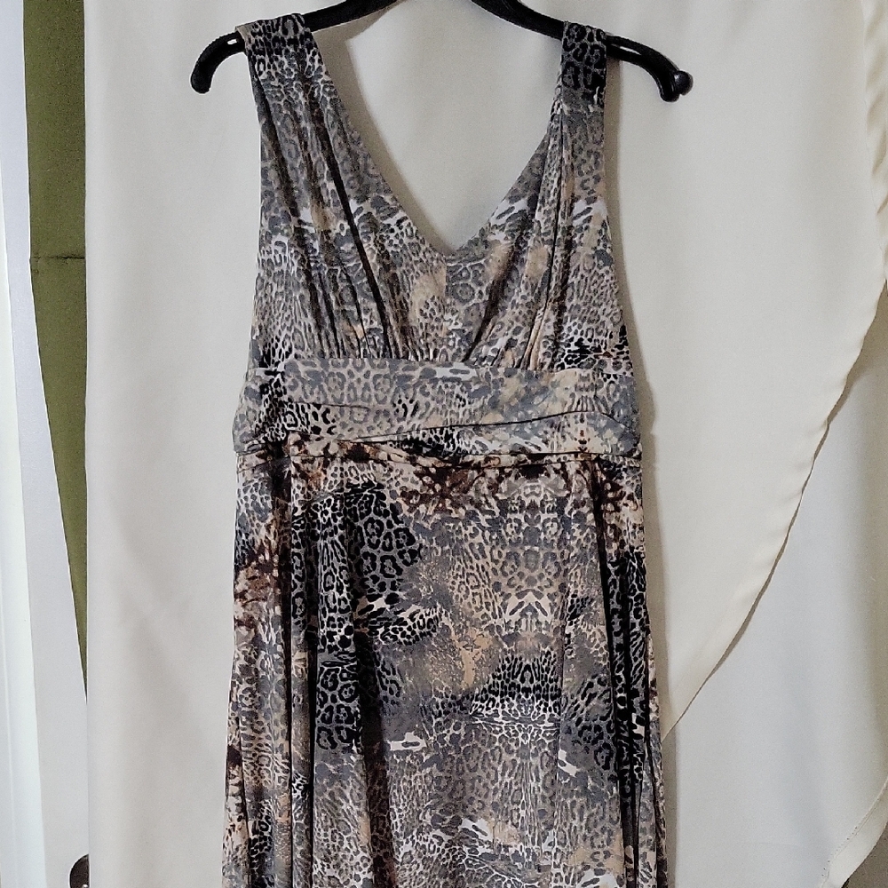 Jaclyn Smith Silver Sequin Maxi Dress V-Neck Sleeveless